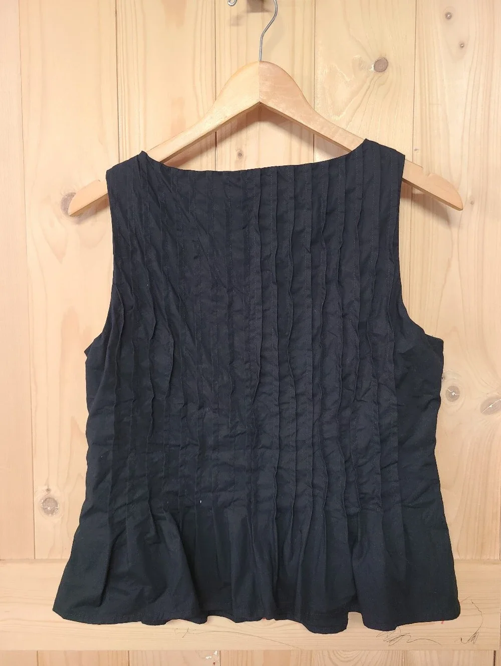 J. Crew Black Pintuck Sleeveless Button-Front Blouse